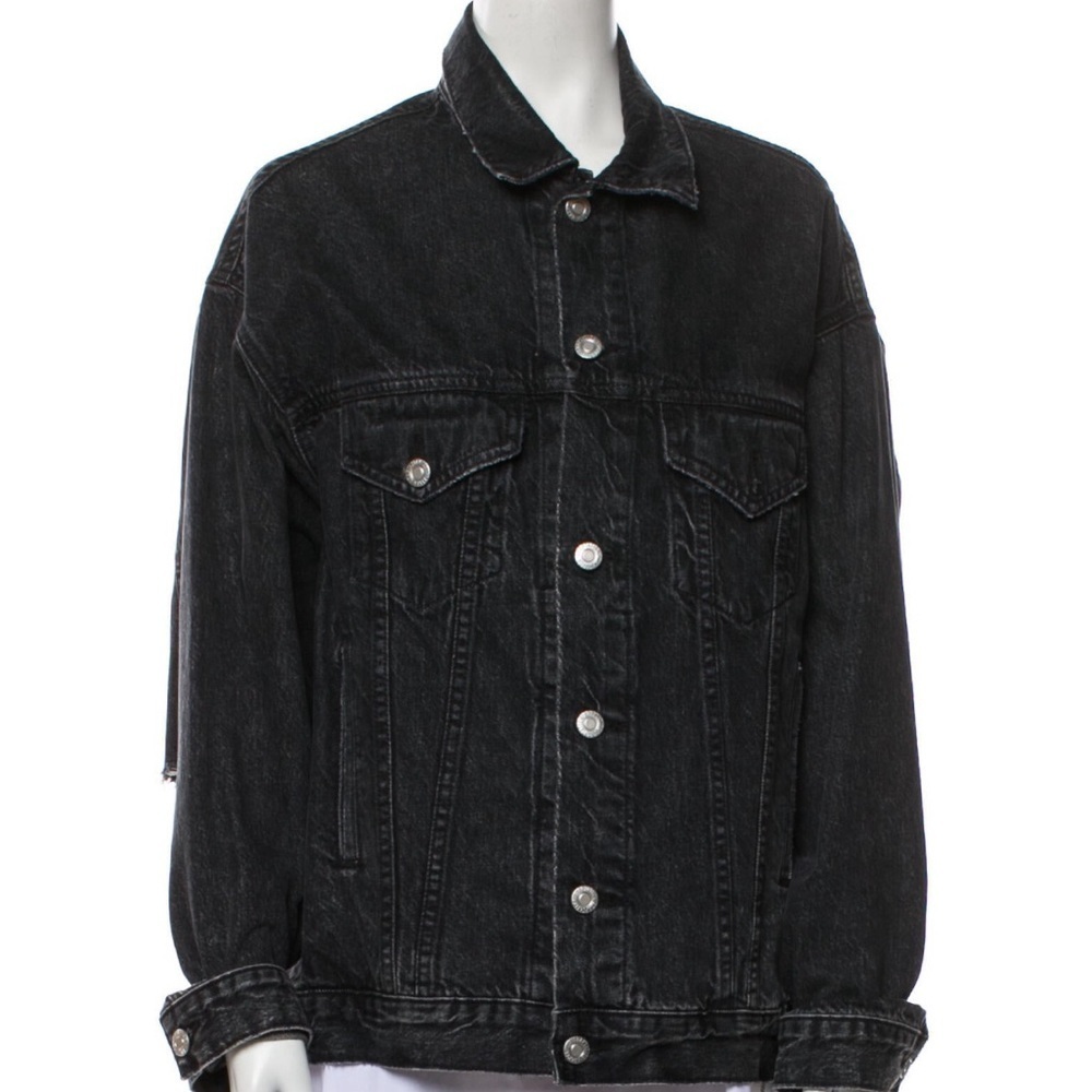 Adaptation Men’s Navy Blue Denim Jacket with Graphic on Back Size Large